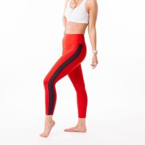 ZYIA Active Red Royalty Stripe Leggings Size 8-10